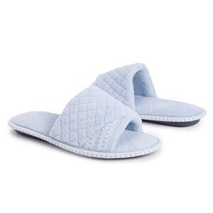 No Box MukLuk Women Sally Micro Chenille Scuff Slippers Blue M (7-8) $40 1C436